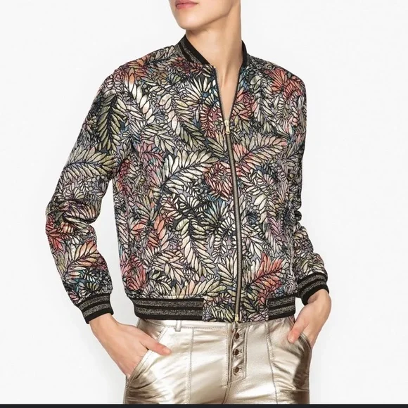 Ba&sh Santiago Metallic Jacquard Bomber Jacket